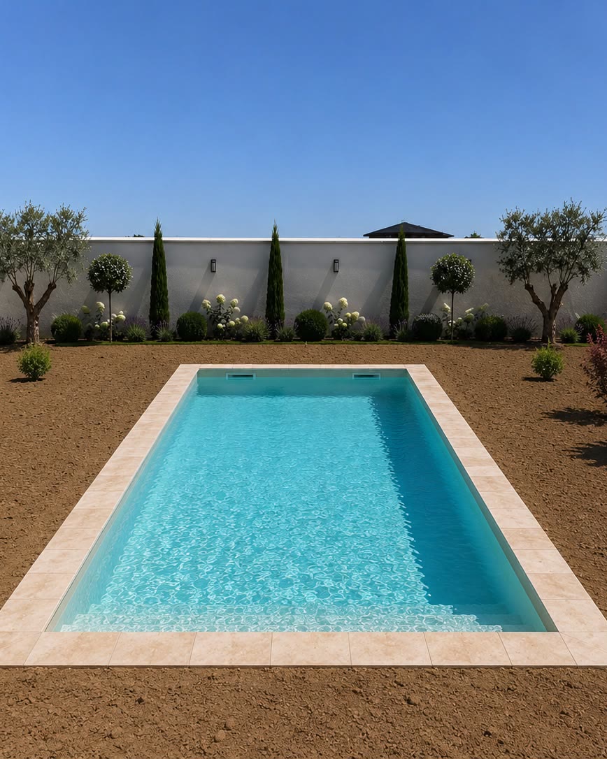 Piscină finalizată cu gazon